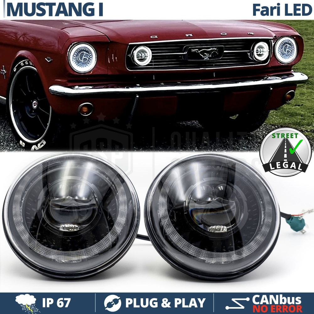 FAROS LED para FORD MUSTANG MK1, Luz Blanca 6500K ANILLO Secuencial | APROBADO