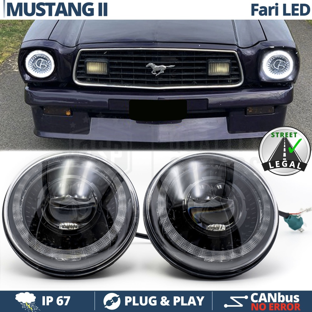 FAROS LED para FORD MUSTANG MK2, Luz Blanca 6500K ANILLO Secuencial | APROBADO