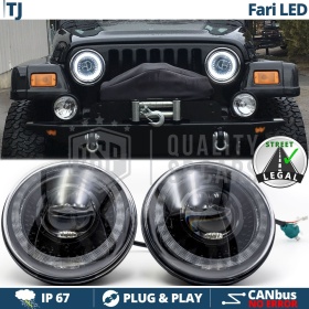 FAROS LED para JEEP WRANGLER TJ, Luz Blanca 6500K ANILLO Secuencial | APROBADO