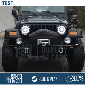 FAROS LED para JEEP WRANGLER TJ, Luz Blanca 6500K ANILLO Secuencial | APROBADO