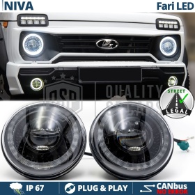FAROS LED para LADA NIVA, Luz Blanca 6500K ANILLO Secuencial | APROBADO 60W
