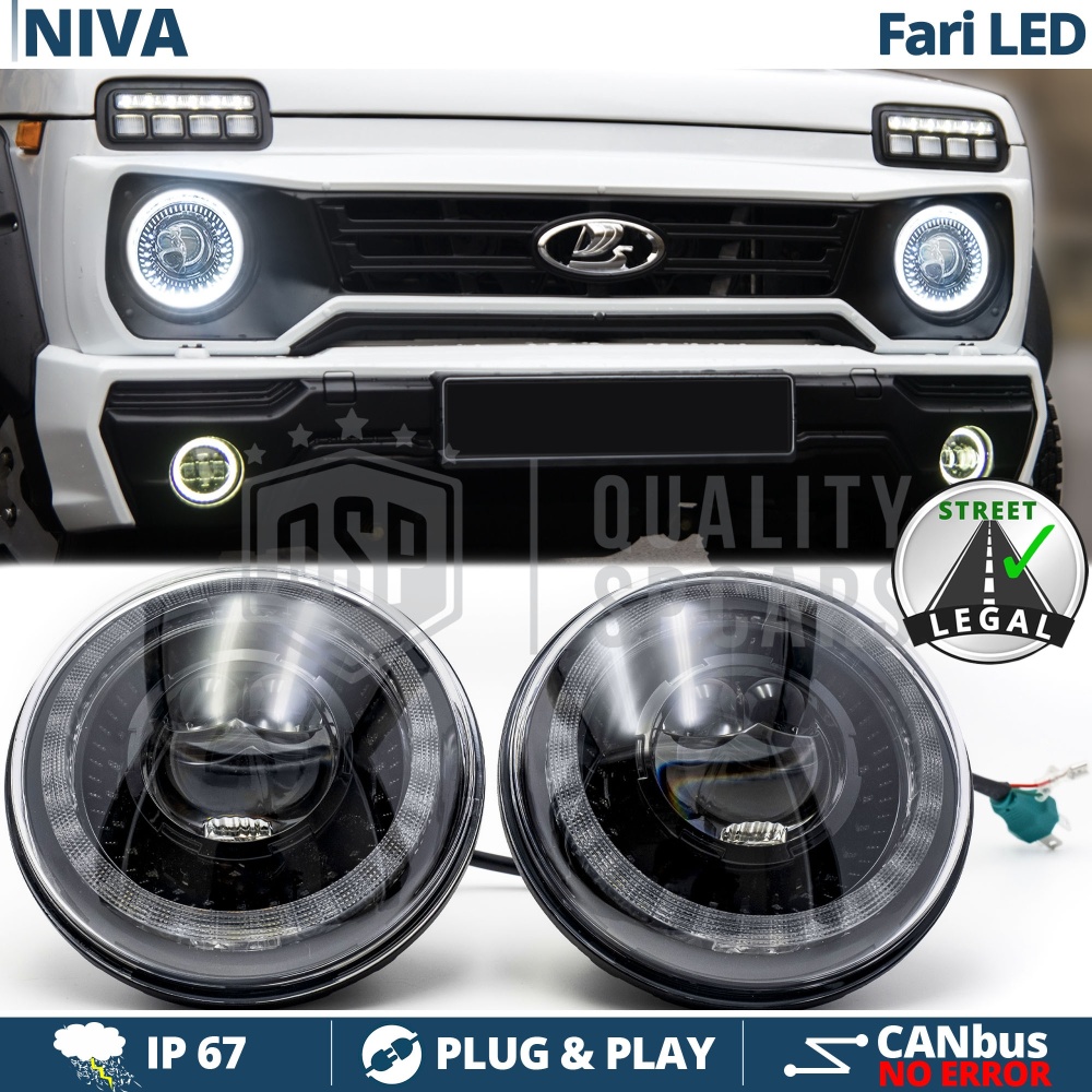 FAROS LED para LADA NIVA, Luz Blanca 6500K ANILLO Secuencial | APROBADO 60W