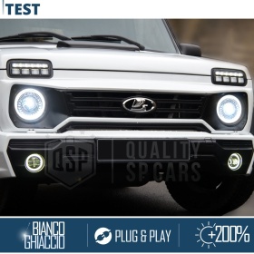 FAROS LED para LADA NIVA, Luz Blanca 6500K ANILLO Secuencial | APROBADO 60W