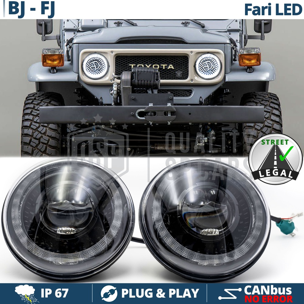 FAROS LED para LAND CRUISER BJ, FJ, Luz Blanca 6500K ANILLO Secuencial | APROBADO