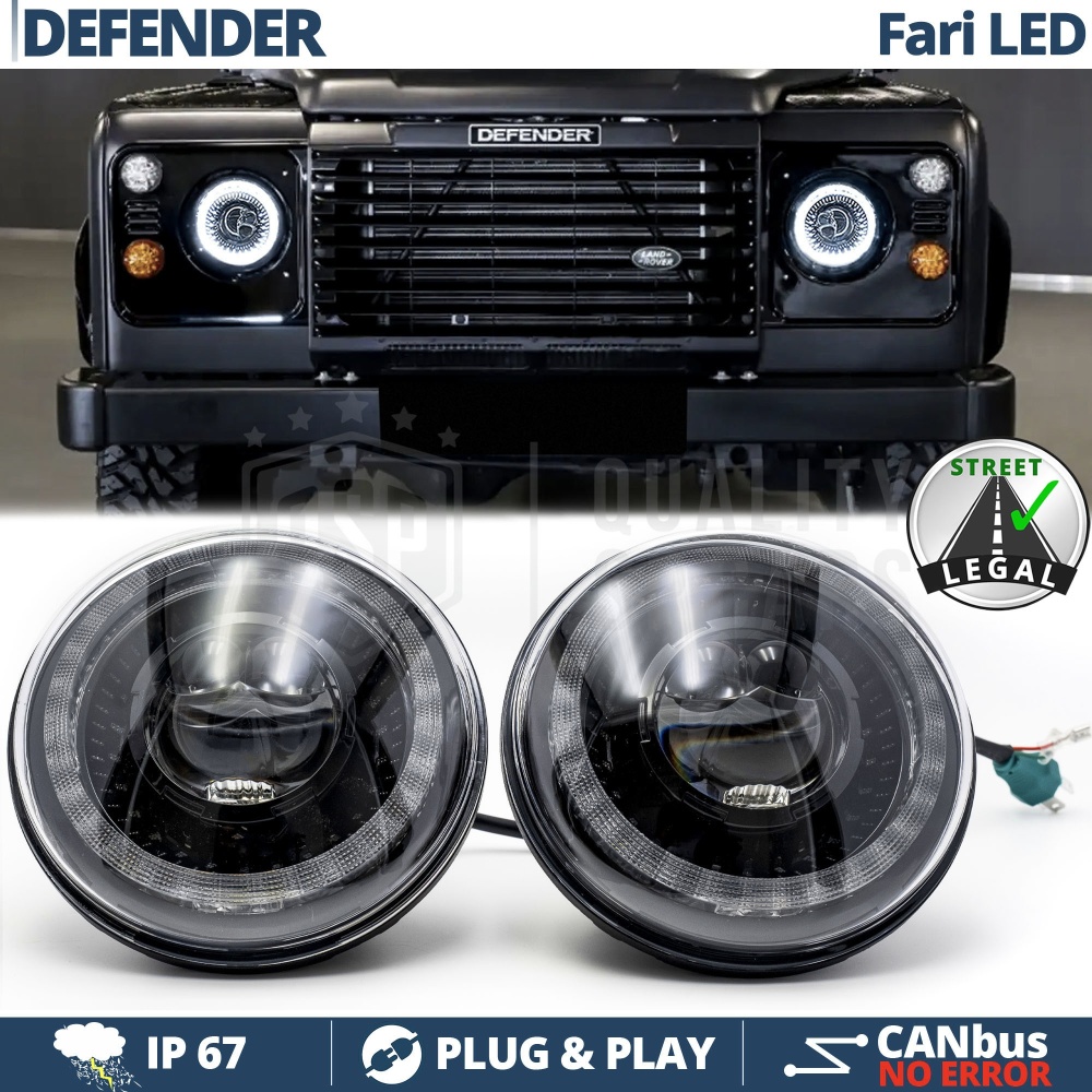FAROS LED para LAND ROVER DEFENDER, Luz Blanca 6500K ANILLO Secuencial | APROBADO