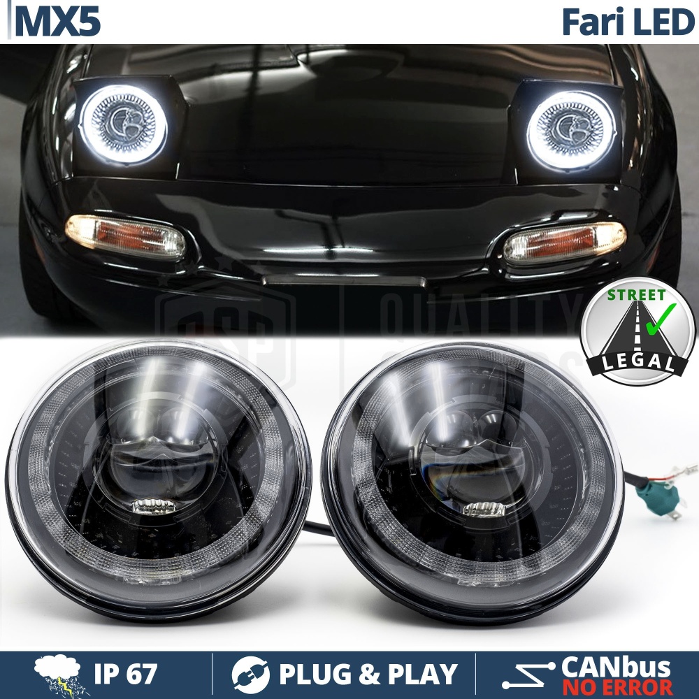 FAROS LED para MAZDA MX-5 1 (NA), Luz Blanca 6500K ANILLO Secuencial | APROBADO