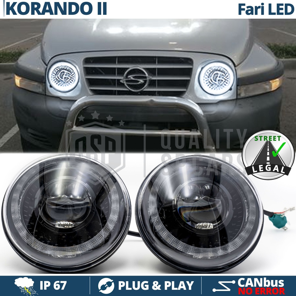 FAROS LED para SSANGYONG KORANDO 2, Luz Blanca 6500K ANILLO Secuencial | APROBADO