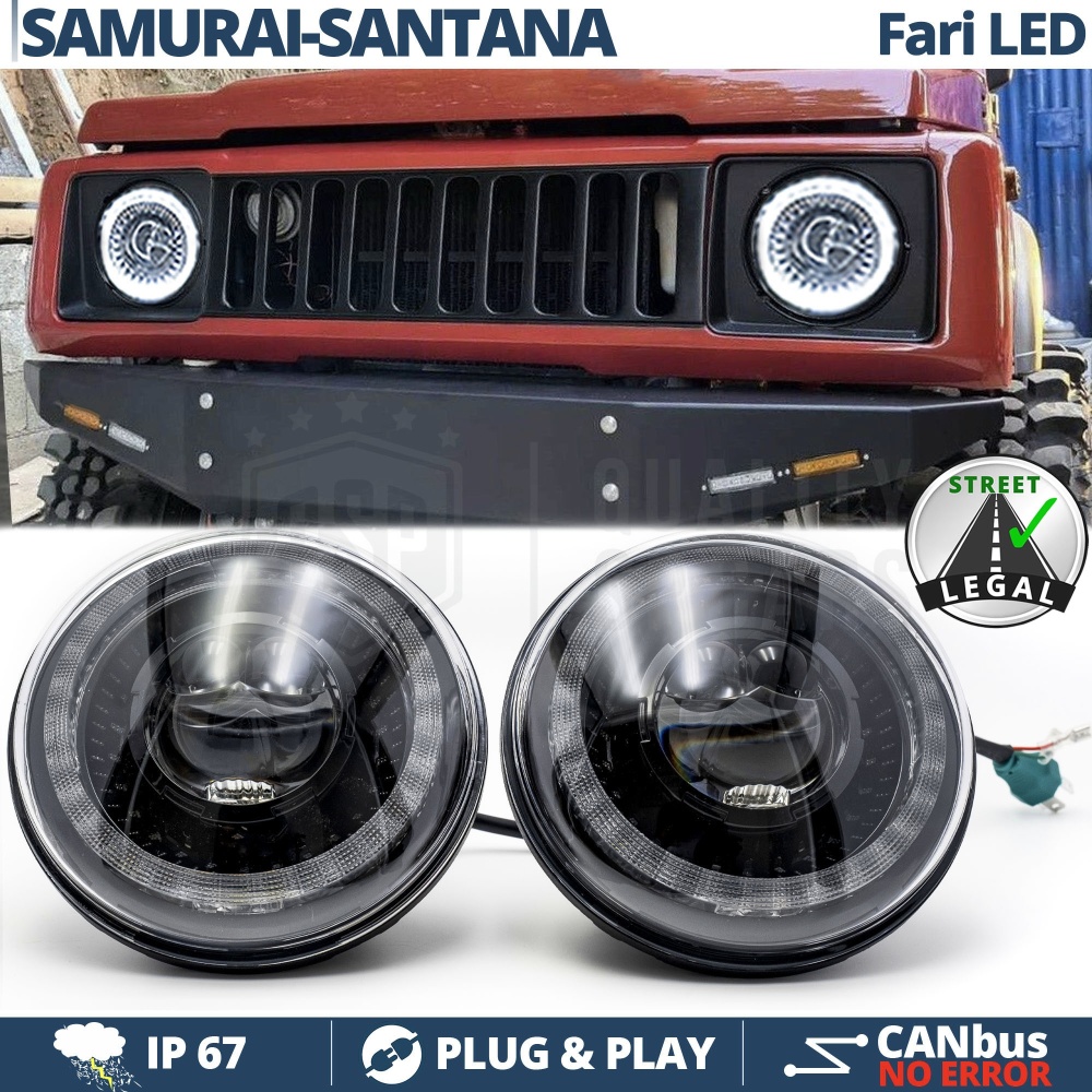 FAROS LED para SUZUKI SAMURAI SJ SANTANA, Luz Blanca 6500K ANILLO Secuencial | APROBADO