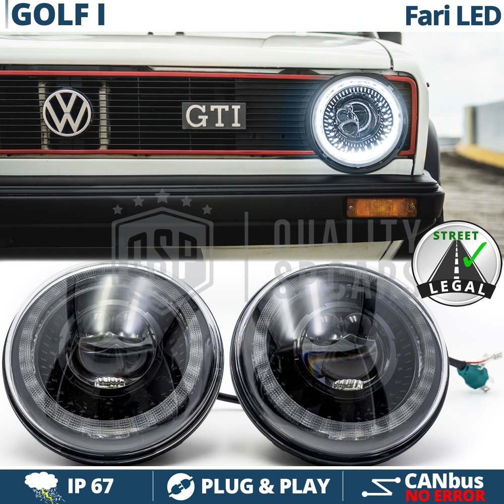 FAROS LED para VOLKSWAGEN GOLF MK1, Luz Blanca 6500K ANILLO Secuencial | APROBADO