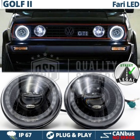 FAROS LED para VOLKSWAGEN GOLF MK2, Luz Blanca 6500K ANILLO Secuencial | APROBADO