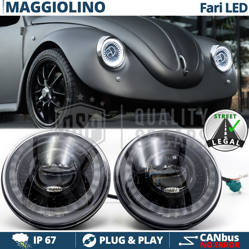 FAROS LED para VW ESCARABAJO, Luz Blanca 6500K ANILLO Secuencial | APROBADO
