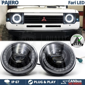 FAROS LED para MITSUBISHI PAJERO MK1, Luz Blanca 6500K ANILLO Secuencial | APROBADO