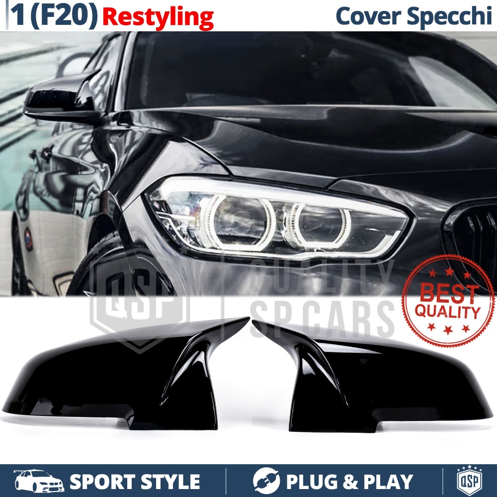 TAPAS de ESPEJO Retrovisor para Bmw Serie 1 F20 F21 (15-18), Cubiertas Negro Brillante | Garantía por Vida