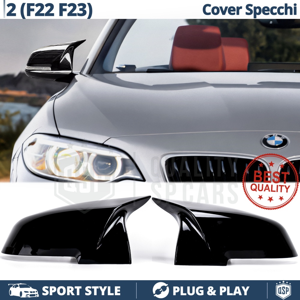 TAPAS de ESPEJO Retrovisor para Bmw Serie 2 (F22 F23), Cubiertas Negro Brillante | Garantía por Vida