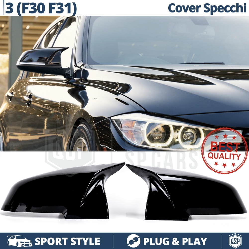 Coquilles de Rétroviseur Extérieur pour Bmw Série 3 (F30 F31), Coques Noires Brillantes | Garantie à Vie
