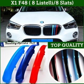 3x RIÑONES REJILLA en colores M Sport para BMW X1 (F48) 15-19 CON 8 Bandas Verticales en ABS