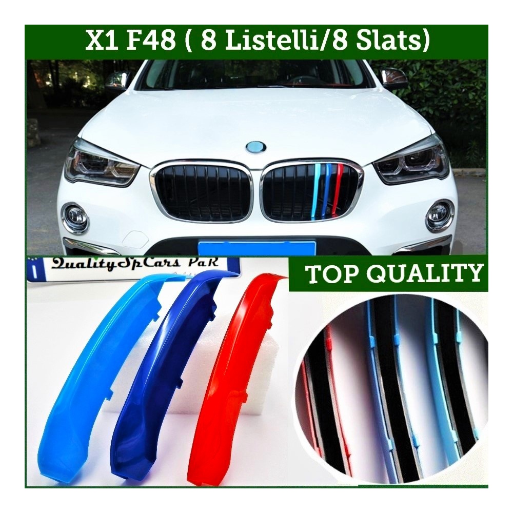 3x RIÑONES REJILLA en colores M Sport para BMW X1 (F48) 15-19 CON 8 Bandas Verticales en ABS