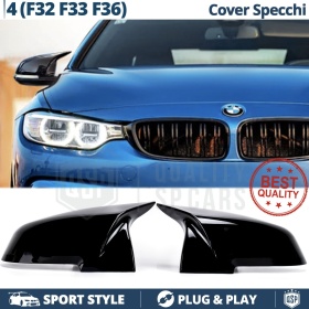 TAPAS de ESPEJO Retrovisor para Bmw Serie 4 (F32, F33, F36), Cubiertas Negro Brillante | Garantía por Vida