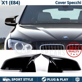 TAPAS de ESPEJO Retrovisor para Bmw X1 (E84), Cubiertas Negro Brillante | Garantía por Vida