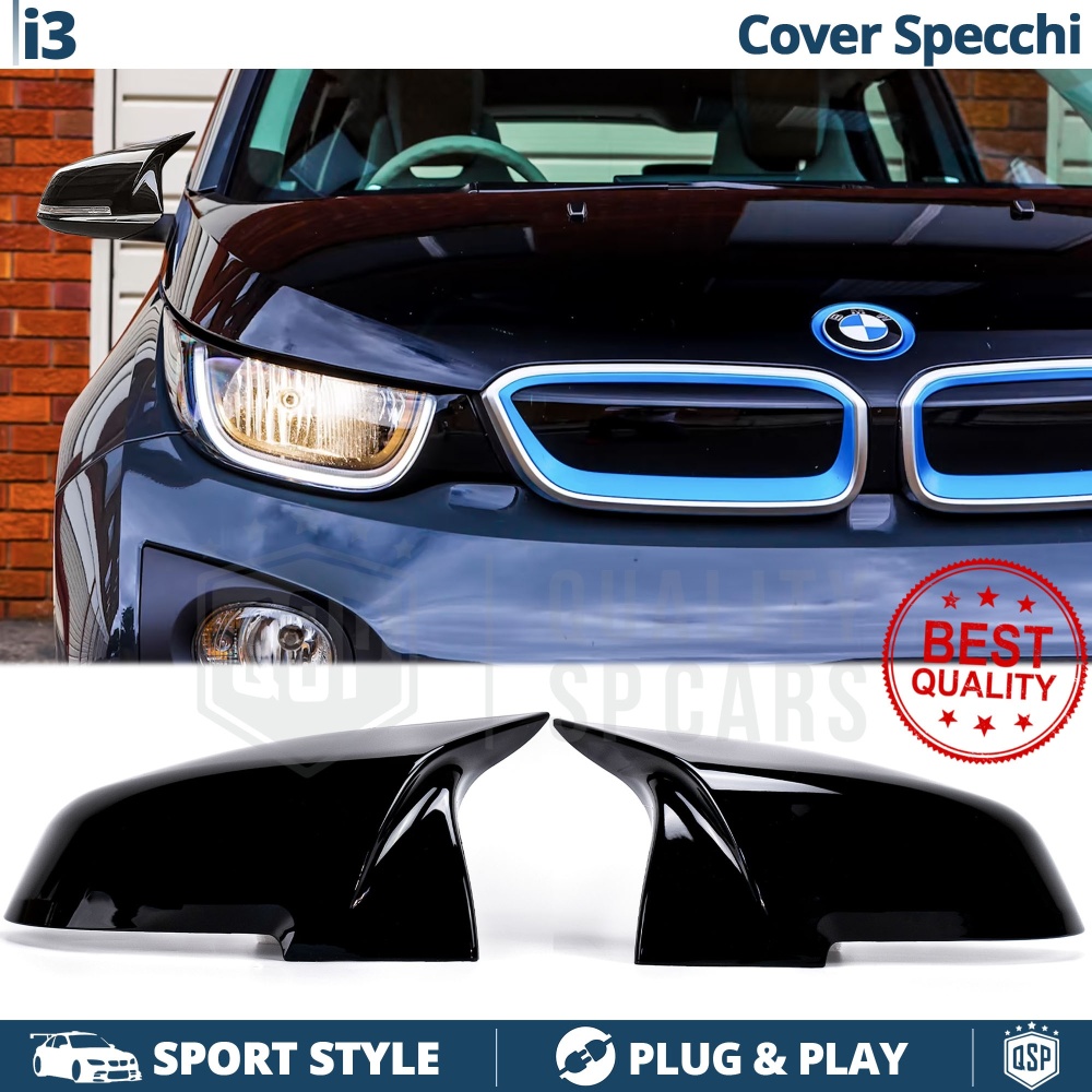 TAPAS de ESPEJO Retrovisor para Bmw i3 (I01), Cubiertas Negro Brillante | Garantía por Vida