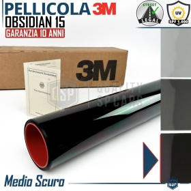 1m PELÍCULA TINTE 3M™ para Ventanillas de Coche Aprobada, OBSIDIAN 15 Profesional | Medio Oscuro