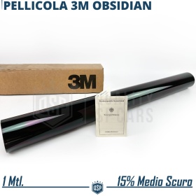 1m PELÍCULA TINTE 3M™ para Ventanillas de Coche Aprobada, OBSIDIAN 15 Profesional | Medio Oscuro