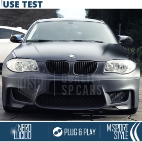 TAPAS de ESPEJO Retrovisor para Bmw Serie 1 E87 (04-07), Cubiertas Rígidas Negro Brillante | Garantía por Vida