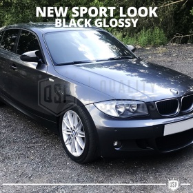 TAPAS de ESPEJO Retrovisor para Bmw Serie 1 E87 (04-07), Cubiertas Rígidas Negro Brillante | Garantía por Vida