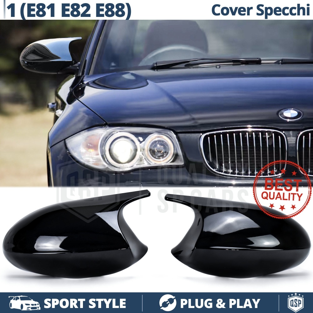 SPIEGELKAPPEN für Bmw 1ER (E81) | Glänzend Schwarze, Starre Abdeckungen | Lebenslange Garantie