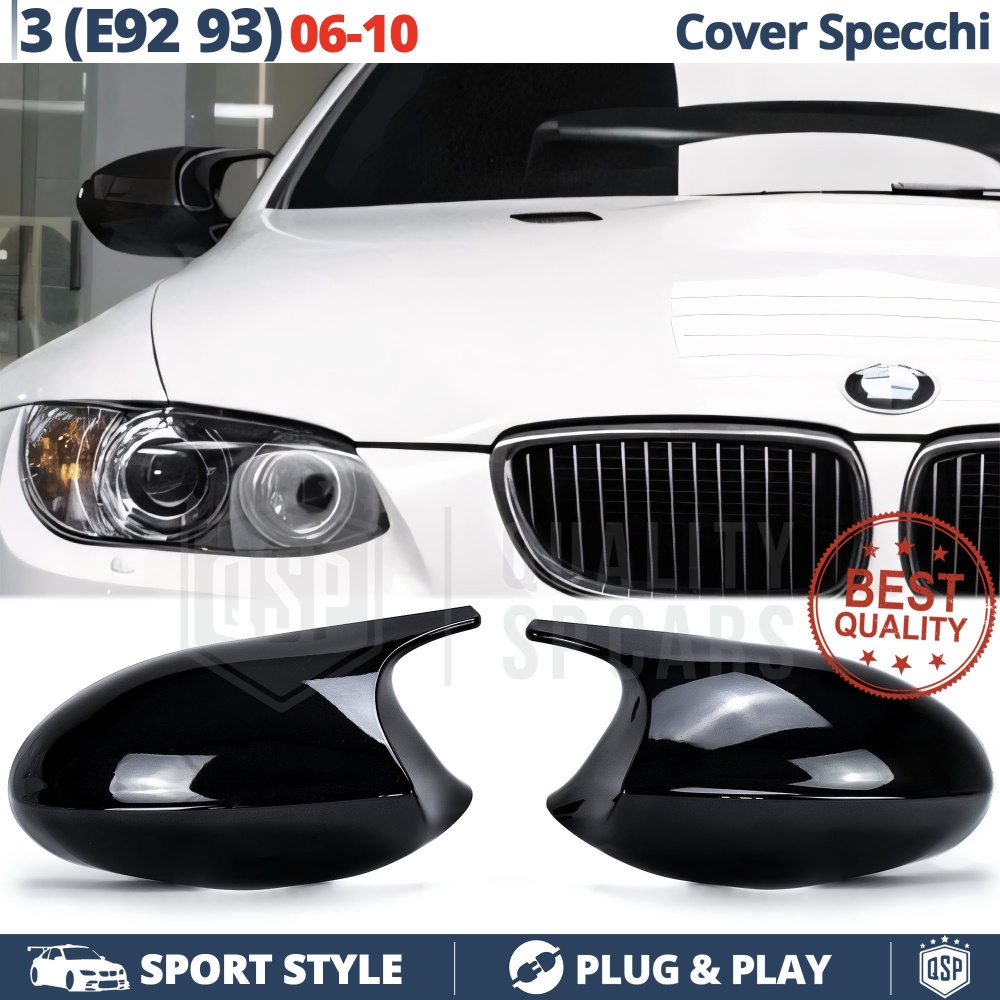 TAPAS de ESPEJO Retrovisor para Bmw Serie 3 E92 E93 (06-10), Cubiertas Negro Brillante | Garantía por Vida