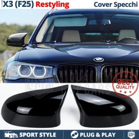TAPAS de ESPEJO Retrovisor para Bmw X3 F25 (14-17) | Cubiertas Rígidas Negro Brillante | Garantía por Vida