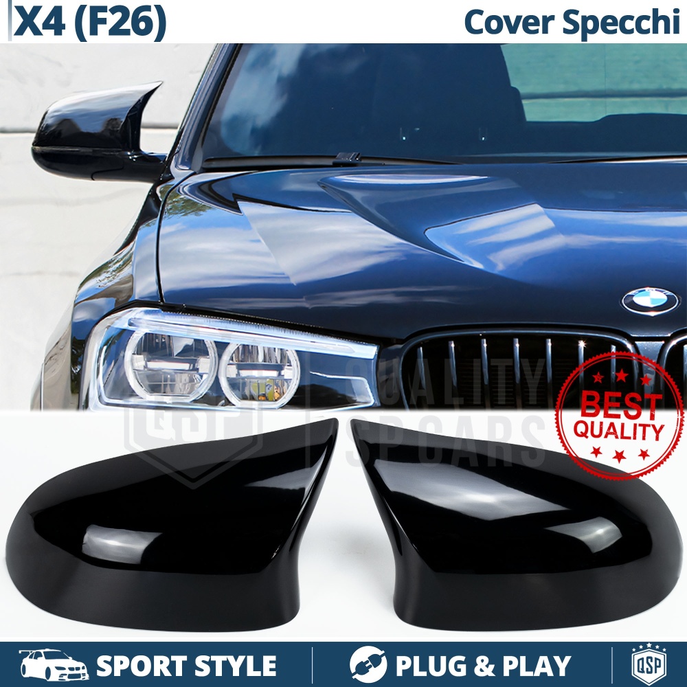 Side MIRROR Caps for Bmw X4 (F26) | Glossy Black Thick Rigid Covers | Lifetime Warranty