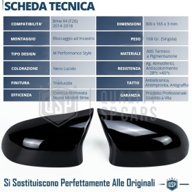 Side MIRROR Caps for Bmw X4 (F26) | Glossy Black Thick Rigid Covers | Lifetime Warranty