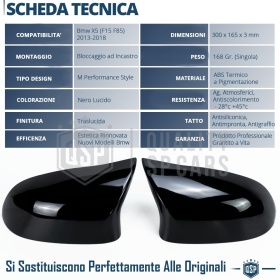 TAPAS de ESPEJO Retrovisor para Bmw X5 (F15, F85) | Cubiertas Rígidas Negro Brillante | Garantía por Vida