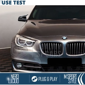 TAPAS de ESPEJO Retrovisor para Bmw Serie 5 GT F07 (09-13) | Cubiertas Negro Brillante | Garantía por Vida