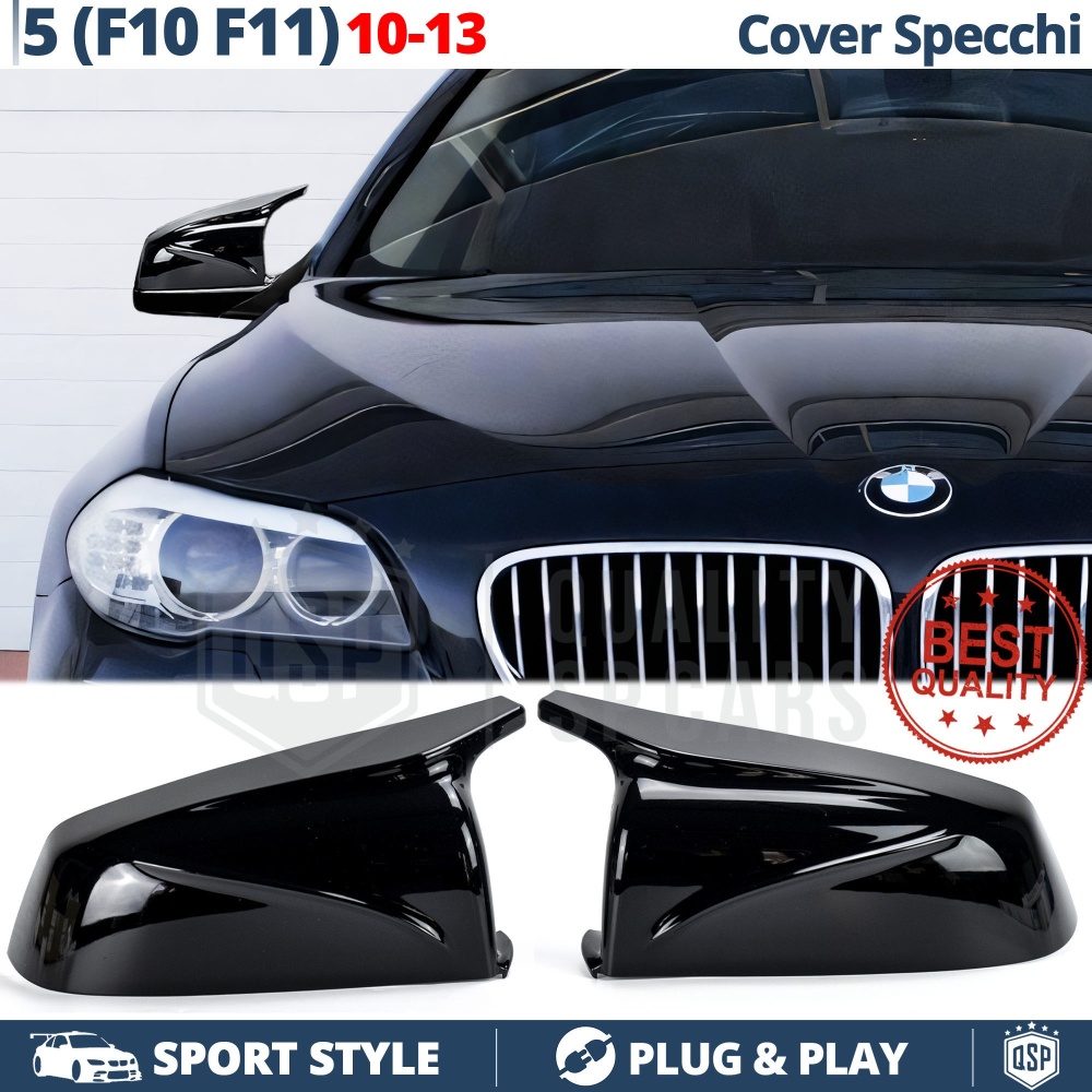 TAPAS de ESPEJO Retrovisor para Bmw Serie 5 F10 F11 (10-13) | Cubiertas Negro Brillante | Garantía por Vida