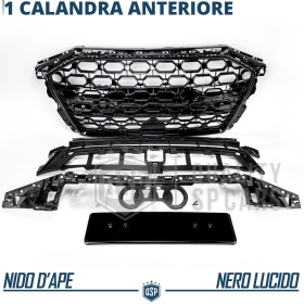 REJILLA Delantera para Audi A3 8Y, S3, Parrilla NIDO DE ABEJA Negro Brillante | Tuning Estilo rs