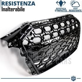 REJILLA Delantera para Audi A3 8Y, S3, Parrilla NIDO DE ABEJA Negro Brillante | Tuning Estilo rs