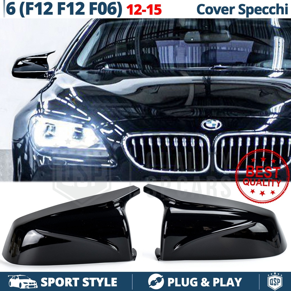 TAPAS de ESPEJO Retrovisor para Bmw Serie 6 F12 F13 F06 (11-15) | Cubiertas Negro Brillante | Garantía por Vida