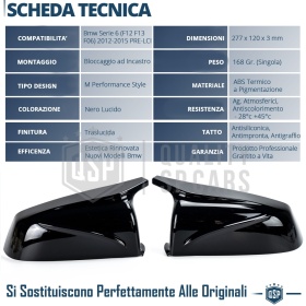 TAPAS de ESPEJO Retrovisor para Bmw Serie 6 F12 F13 F06 (11-15) | Cubiertas Negro Brillante | Garantía por Vida