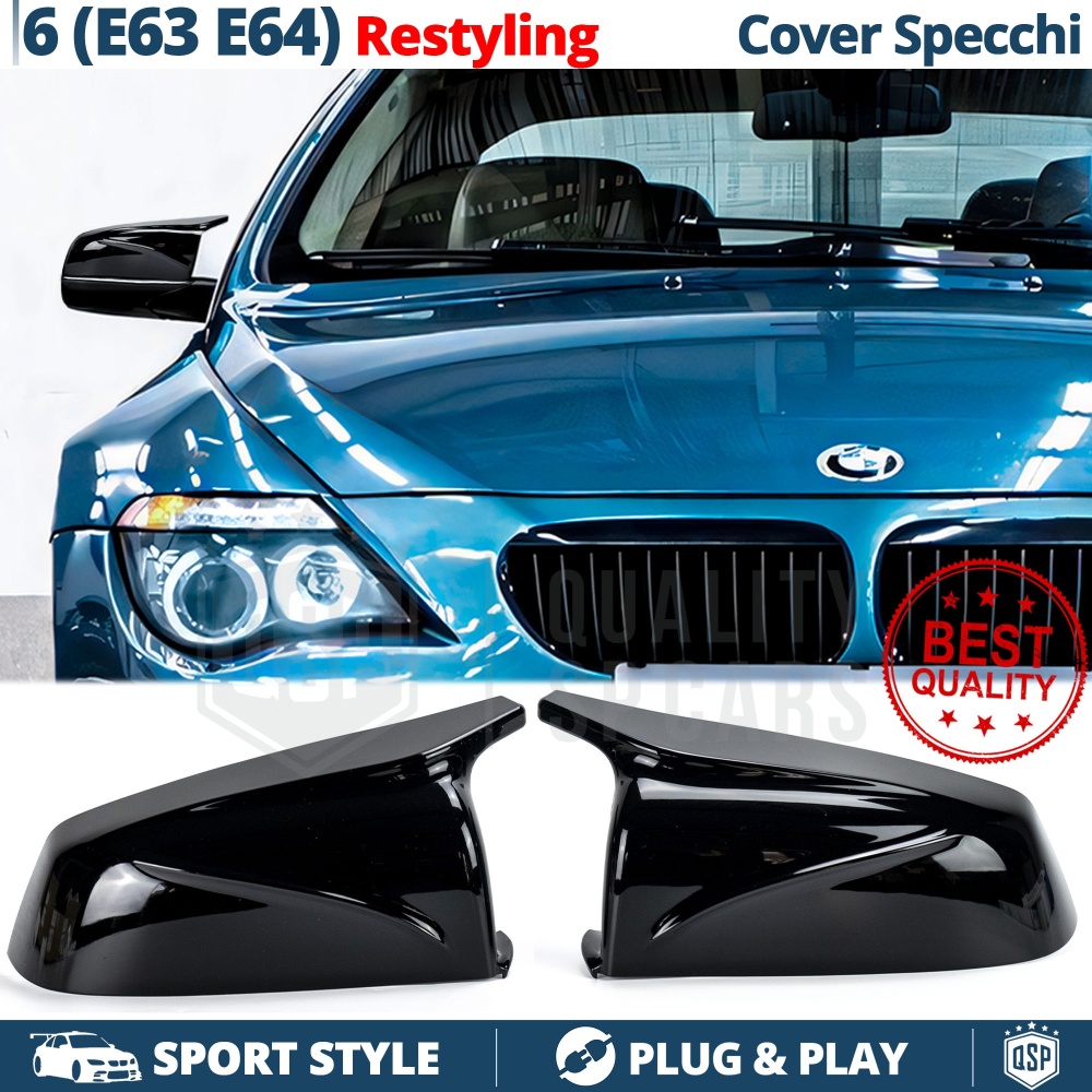 TAPAS de ESPEJO Retrovisor para Bmw Serie 6 E63 E64 (08-11) | Cubiertas Negro Brillante | Garantía por Vida