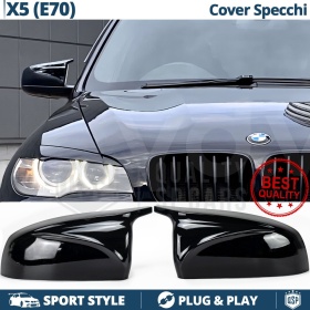TAPAS de ESPEJO Retrovisor para Bmw X5 (E70) | Cubiertas Rígidas Negro Brillante | Garantía por Vida
