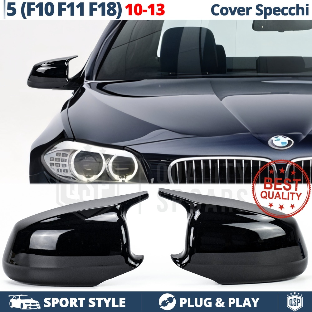 TAPAS de ESPEJO Retrovisor para Bmw Serie 5 F10 F11 F18 (10-13) | Cubiertas Negro Brillante | Garantía por Vida