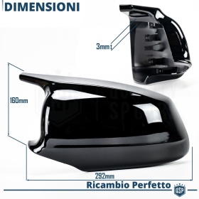 TAPAS de ESPEJO Retrovisor para Bmw Serie 5 F10 F11 F18 (10-13) | Cubiertas Negro Brillante | Garantía por Vida