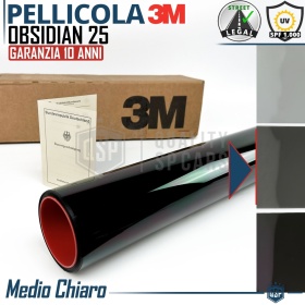1m PELÍCULA TINTE 3M™ para Ventanillas de Coche Aprobada, OBSIDIAN 25 Profesional | Medio Claro