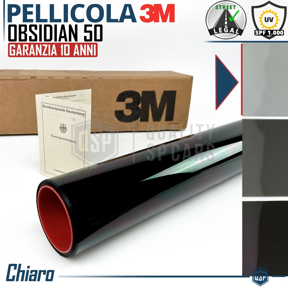 1m PELÍCULA TINTE 3M™ para Ventanillas de Coche Aprobada, OBSIDIAN 50 Profesional | Claro