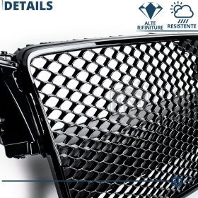 REJILLA Delantera para Audi A5 8T, S5 (07-11), Parrilla NIDO DE ABEJA Negro Brillante | Tuning Estilo rs