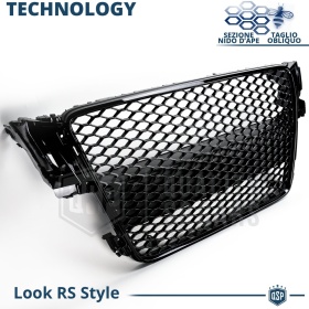 REJILLA Delantera para Audi A5 8T, S5 (07-11), Parrilla NIDO DE ABEJA Negro Brillante | Tuning Estilo rs