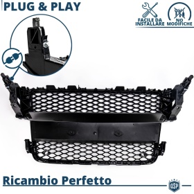 REJILLA Delantera para Audi A5 8T, S5 (07-11), Parrilla NIDO DE ABEJA Negro Brillante | Tuning Estilo rs