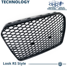 REJILLA Delantera para Audi A5 8T, S5 (11-16), Parrilla NIDO DE ABEJA Negro Brillante | Tuning Estilo rs